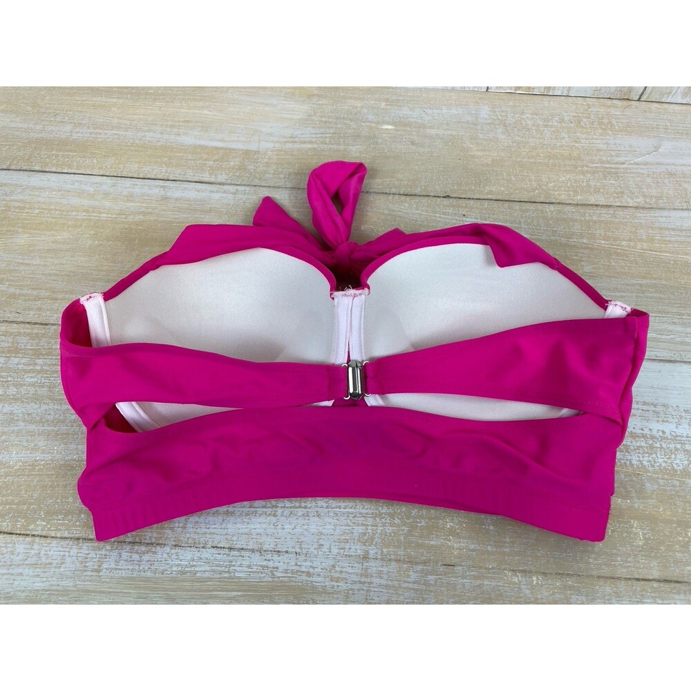 Bikini Swim Top Women Size L 12-14 Hot Pink Halter Straps - Picture 3 of 6